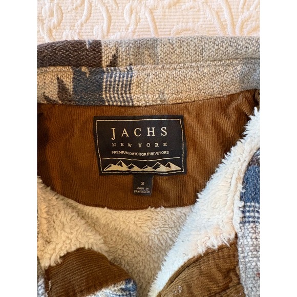 Jachs Men Small Western Blue/Beige/Grey Sherpa/Faux Fur Lined Shirt Jacket - Picture 5 of 14